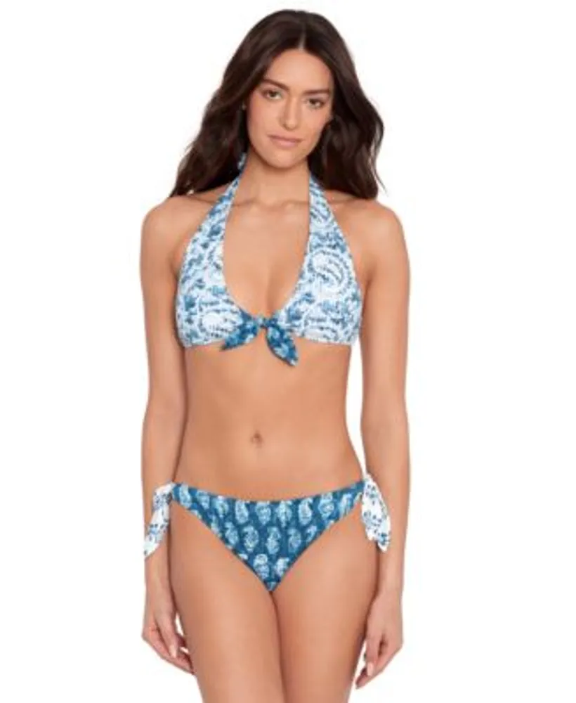 Lauren Ralph Lauren Tie Front Halter Bikini Top Bottoms Hawthorn