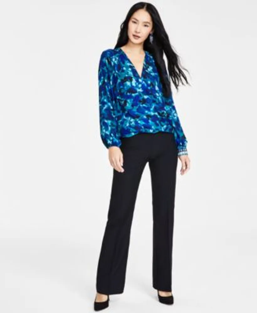 I.N.C. International Concepts Petite Printed Surplice Neck Blouse