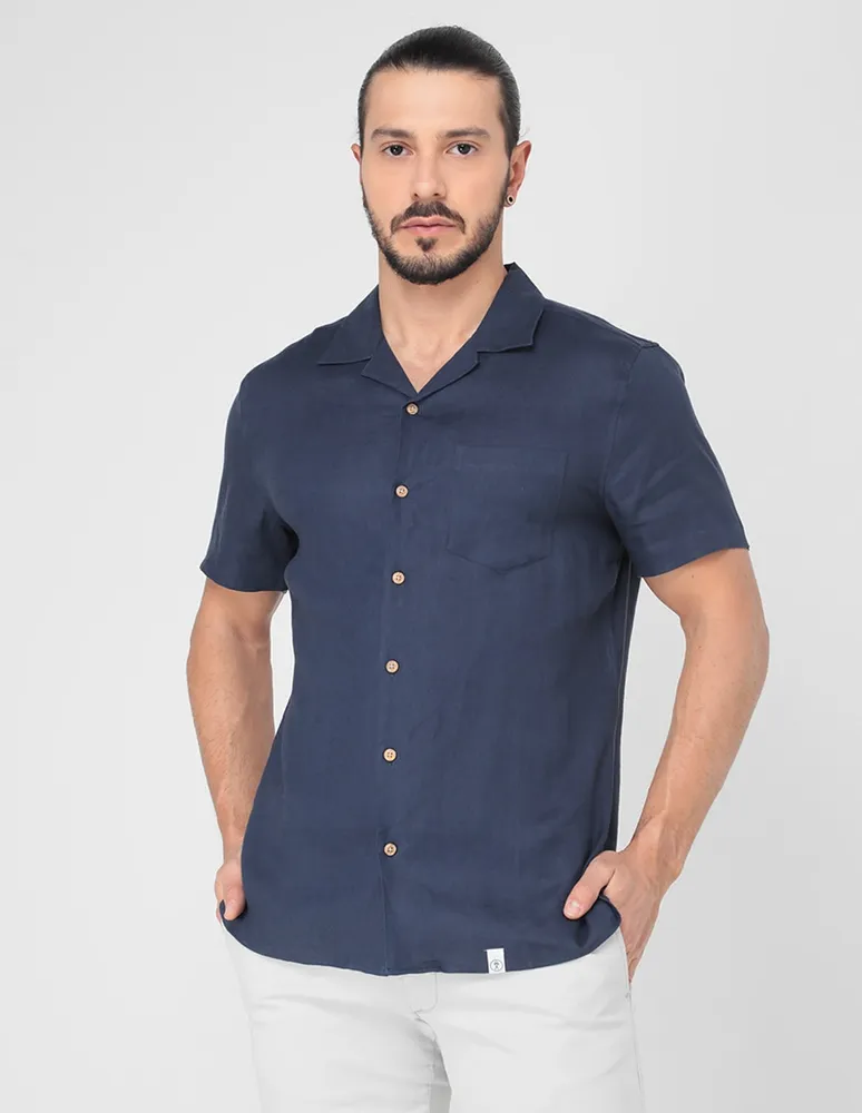 ELEMENTO UOMO Camisa casual Elemento Uomo de lino manga corta para