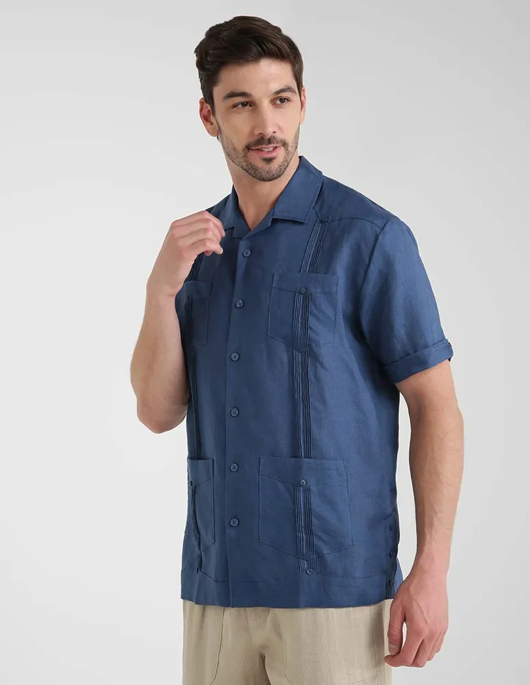 CUBAVERA Guayabera Cubavera cuello franc s corte regular fit lino