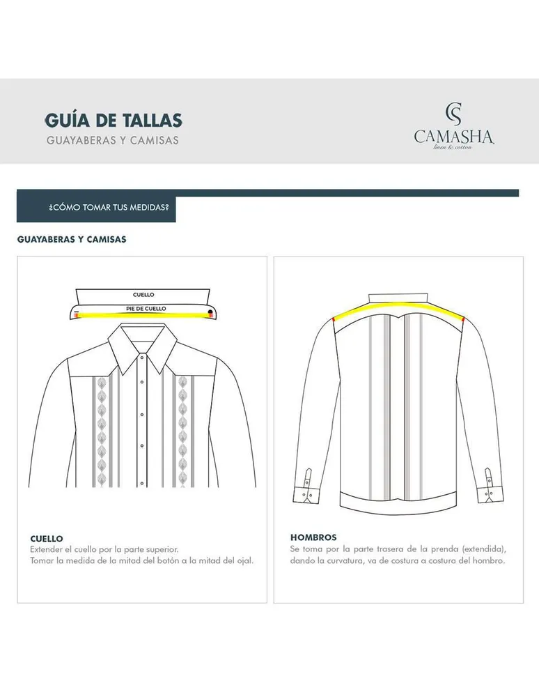 CAMASHA Guayabera manga larga Camasha para hombre Paseo