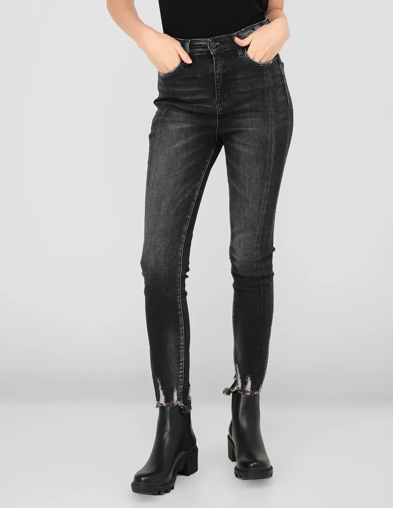 Pantalon negro deslavado discount mujer