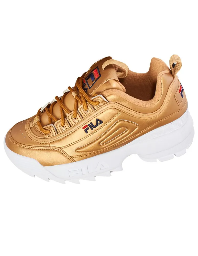 Tenis fila shop blanco con dorado