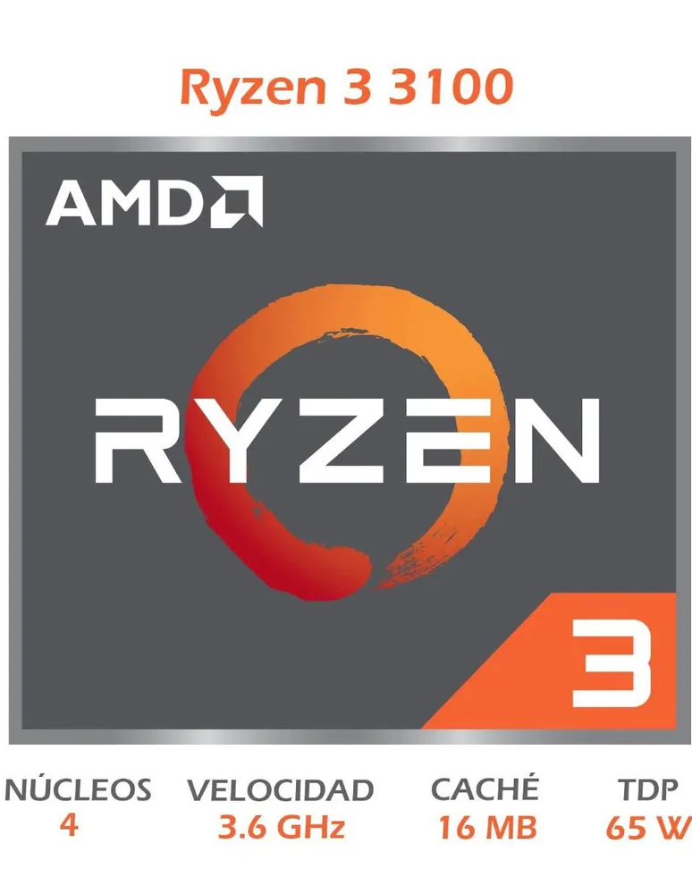 AMD Procesador AMD Ryzen 3 3100 3.6 GHz 4 Core AM4 100