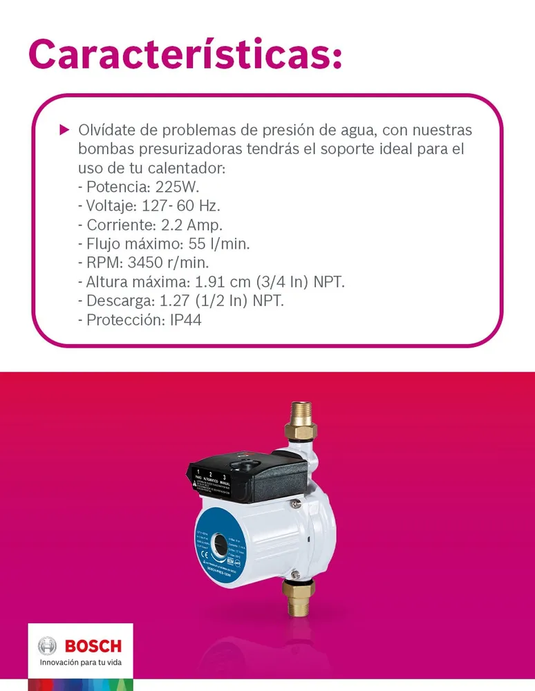 Bomba de agua centr fuga Bosch 1 4 HP