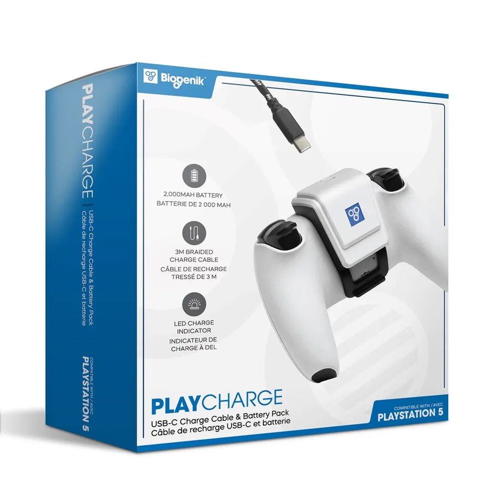 Biogenik USBC Charge Cable & Battery Pack for PlayStation 5