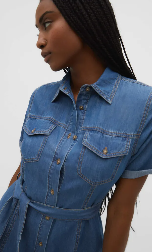 Stradivarius Vestido camisero denim Paseo Interlomas Mall