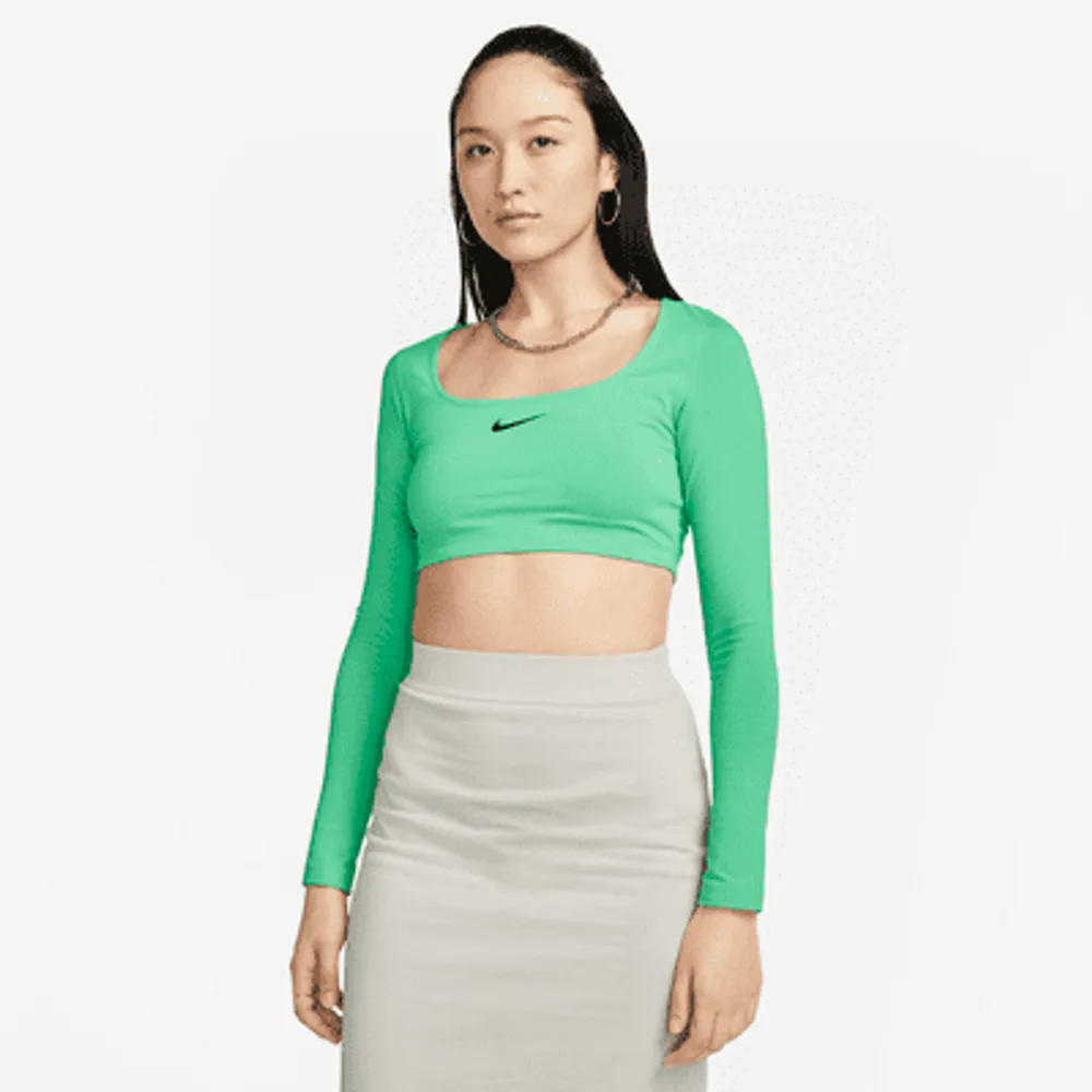 Nike women's long hot sale sleeve crop top