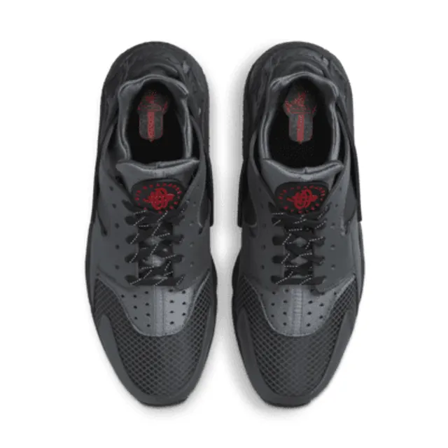 Air huarache run ultra black metallic shop silver  and  university red