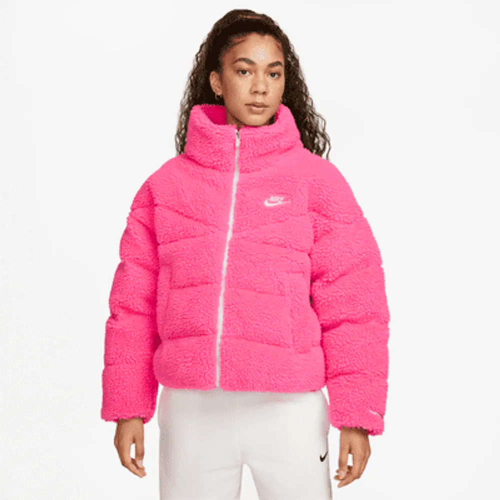 Long pink outlet nike jacket