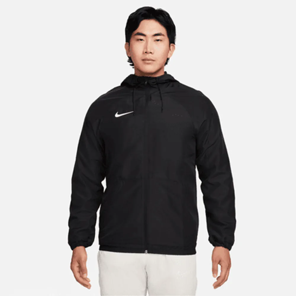 Track jacket with clearance hood