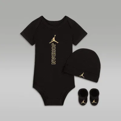Nike Jordan Checked Bodysuit Hat and Booties Box Set Baby Set