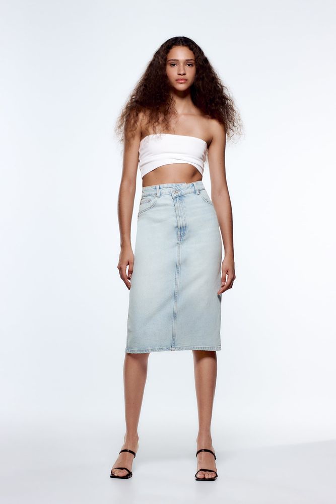 Zara JUPE MILONGUE EN JEAN Les Terrasses du Port