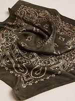 Shop Golden Goose Moss-green scarf with paisley pattern at Beverly