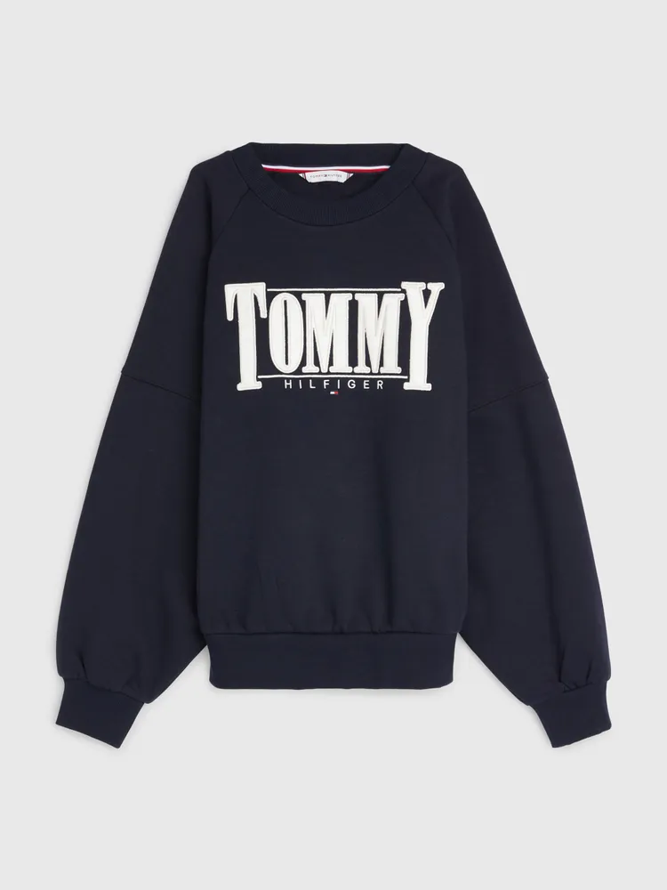 SUDADERA DE FELPA PEINADA CON LOGO EN SAT N TOMMY HILFIGER NI A