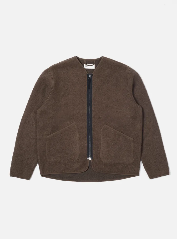 Universal Works Zip Liner Jacket Brown Wool Fleece | King's Cross