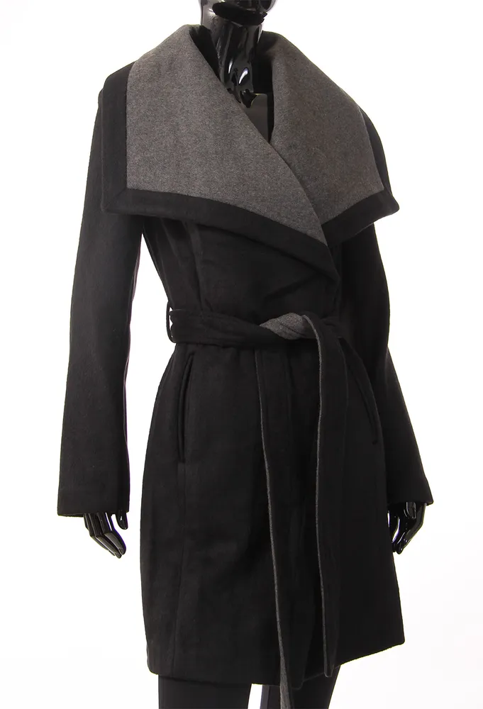 Coats Co 2 tone wool blend wrap coat by BCBG 950 BG122854TMM NOIR