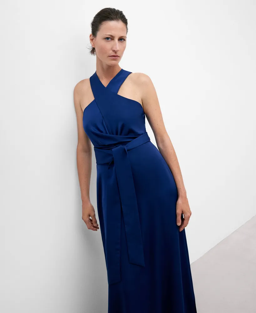 Vestido largo sales cuello halter