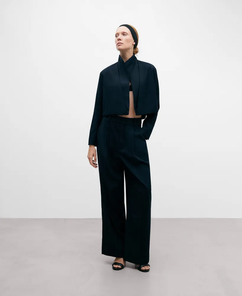Pantalon pinzas hotsell azul marino mujer
