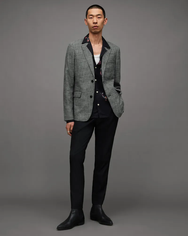 AllSaints Kingly Single Breasted Slim Fit Blazer Black Size 34