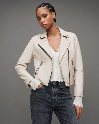 Allsaints white leather jacket shop