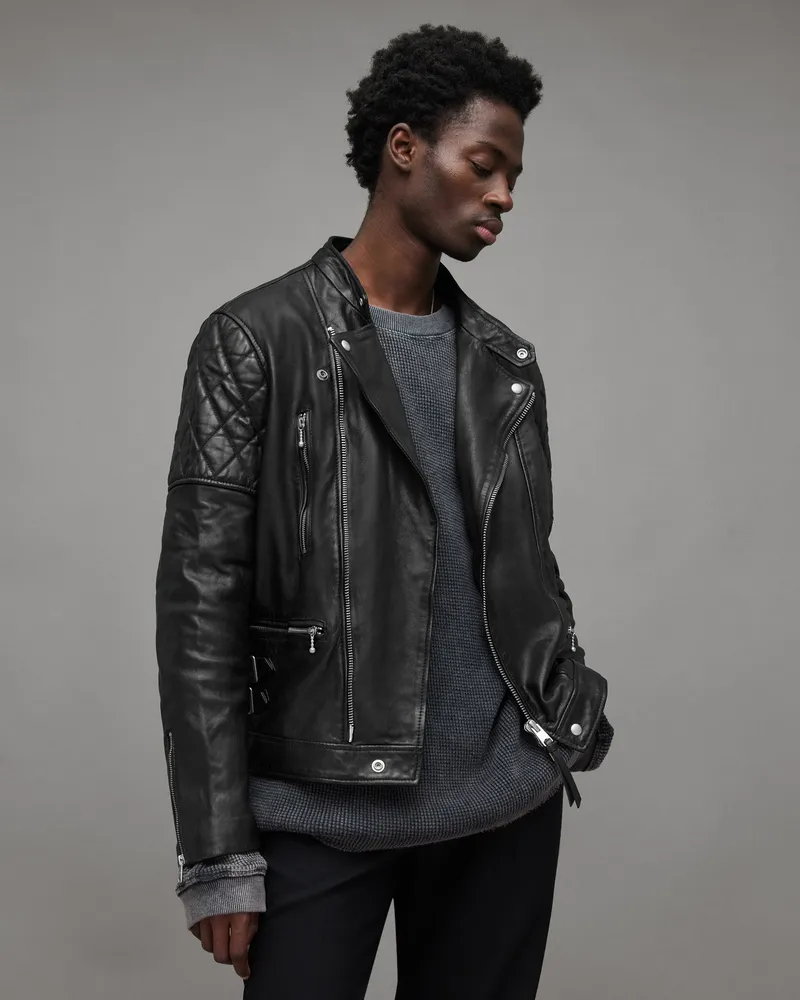 All saints online hooded leather jacket