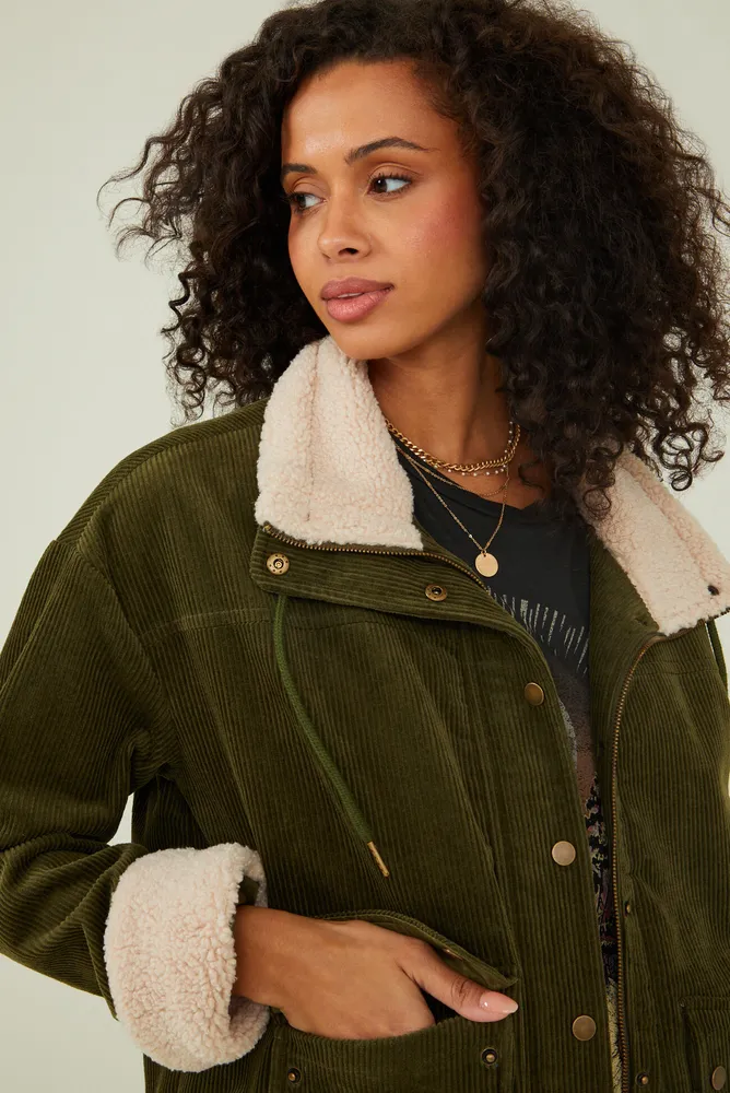 Sherpa trim jacket top