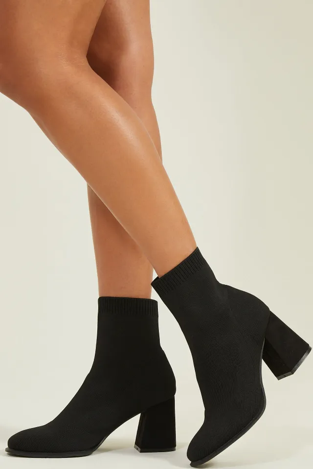 Block heeled sock boots hot sale