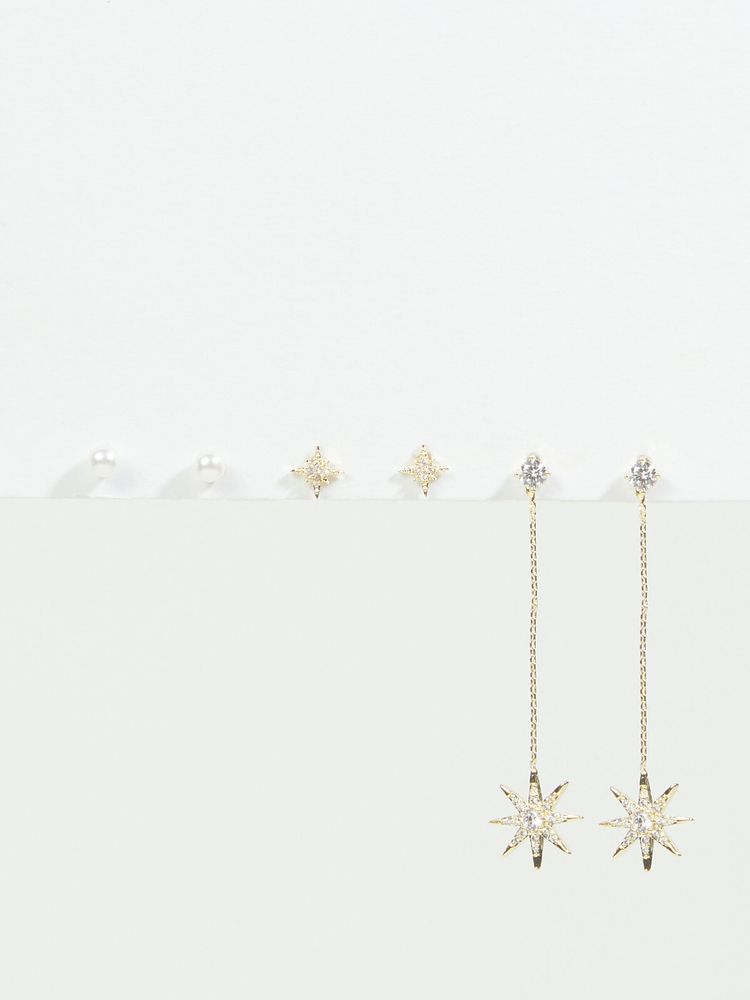 Altar d State Linear Star Pearl Earrings Bridge Street Town Centre