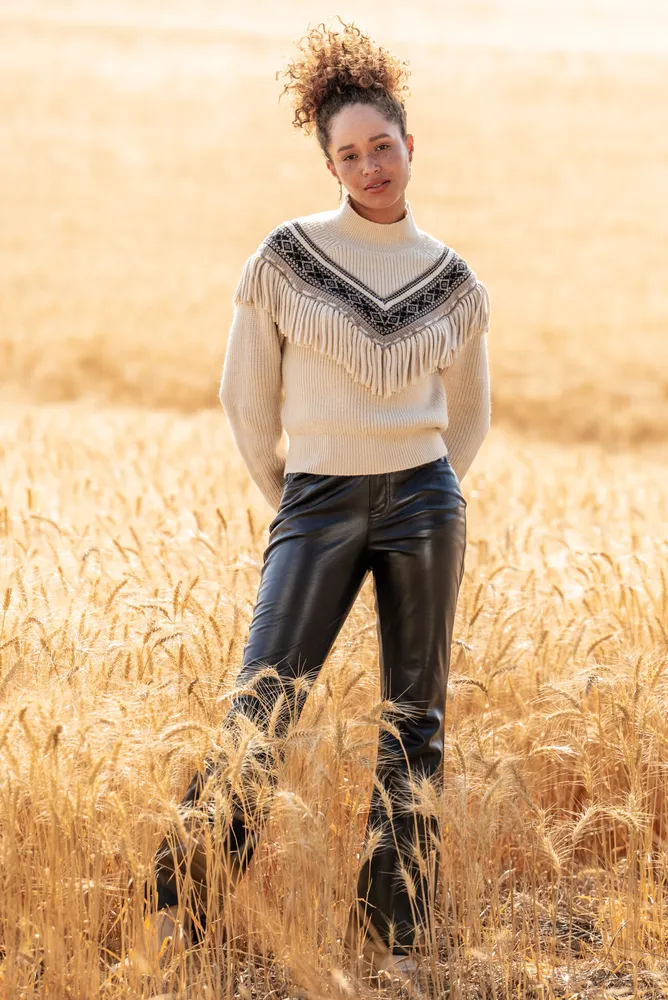 Yellow outlet fringe sweater