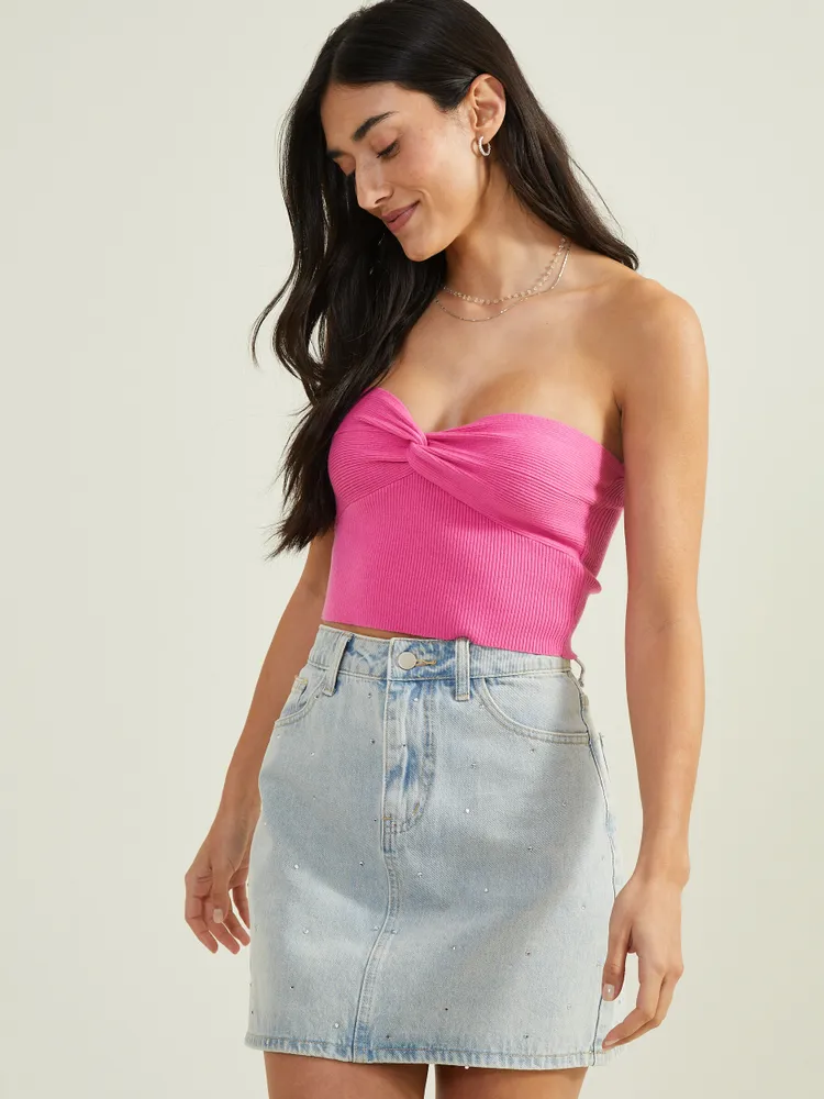 Large rhinestone denim clearance skirt