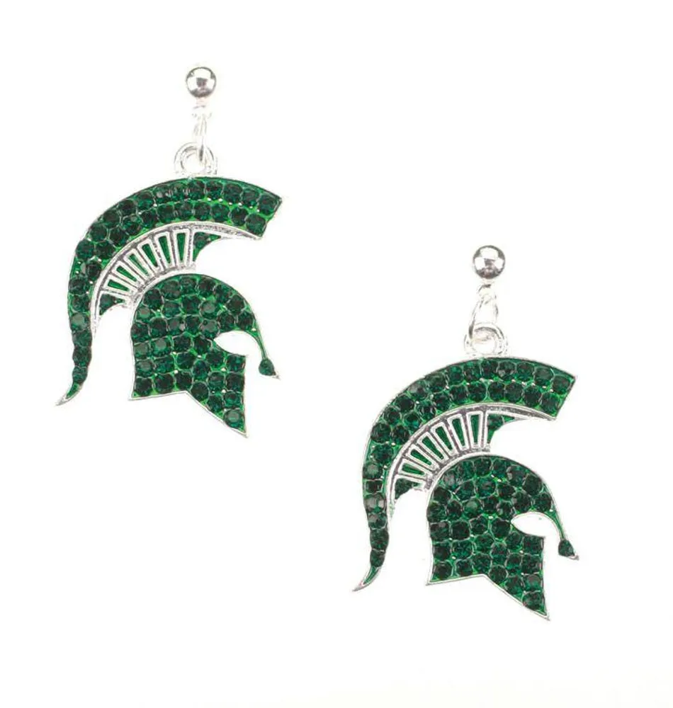 Alumni Hall Msu- Michigan State Rhinestone Logo Earrings- Alumni