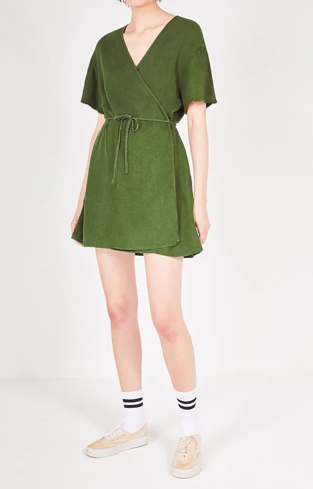 Cupro blend shop mini wrap dress