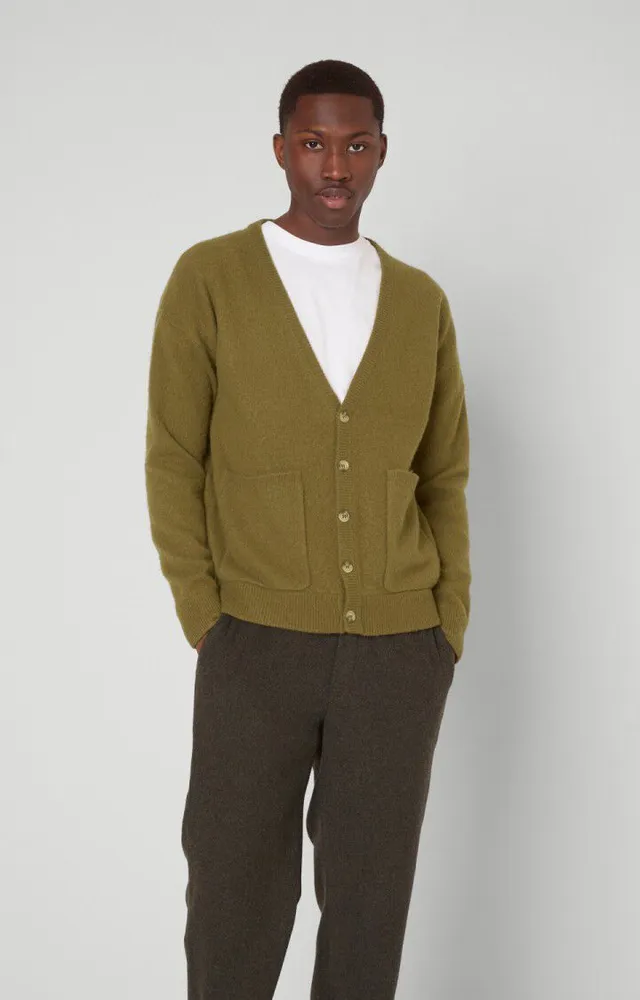 Olive green mens cardigan discount
