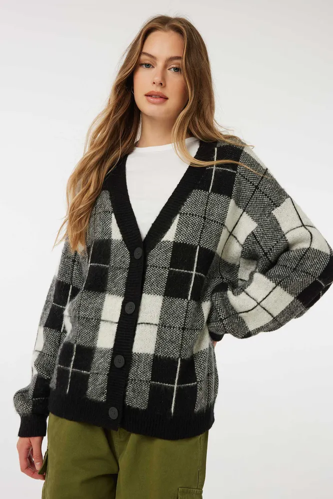 Ae oversized on sale plaid cardigan
