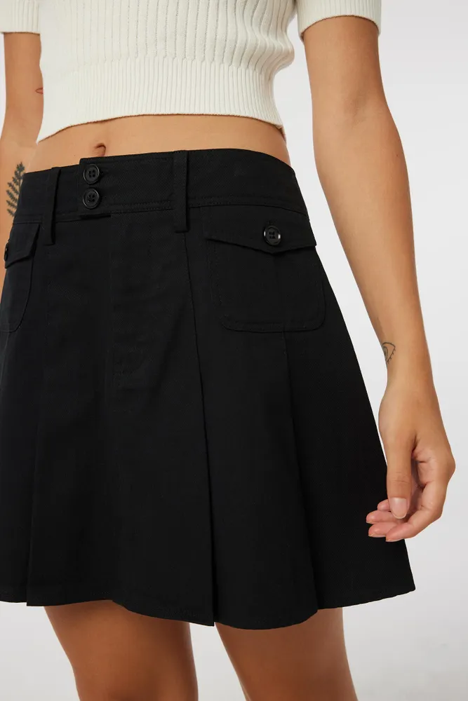 Black pleated on sale twill skirt