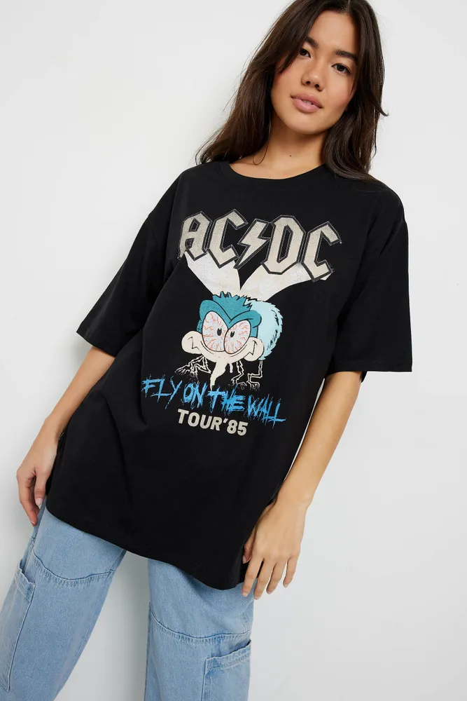 Ardene AC/DC Graphic Tee in Black | Size | Polyester/Cotton