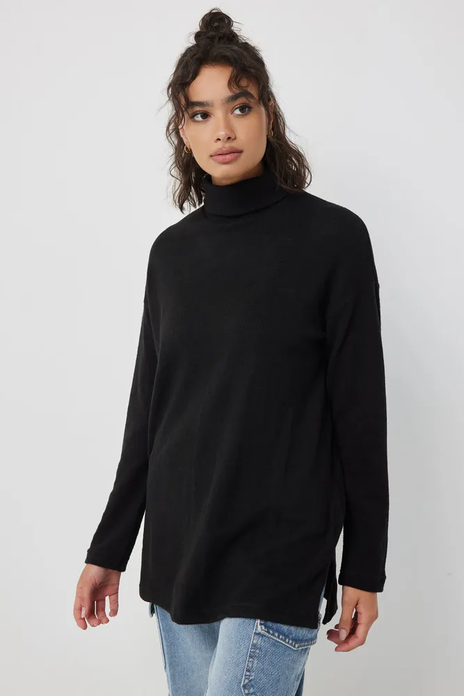 Black turtleneck tunic sweater hotsell