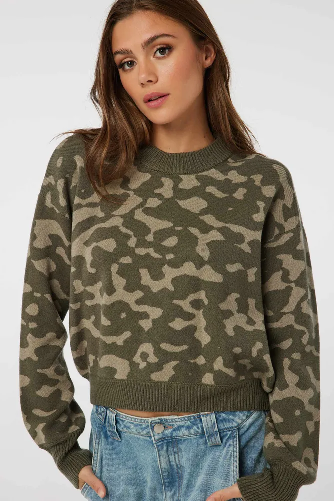 Ardene Dropped Shoulder Sweater in Khaki Size Polyester