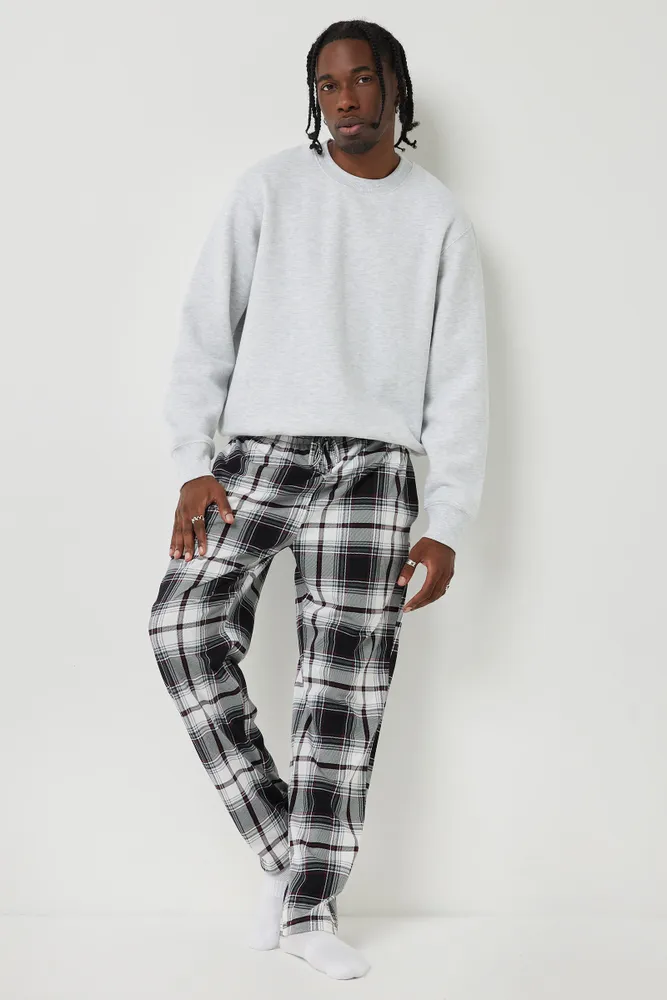 Ardene Man Plaid PJ Pants For Men in Black Size Small 100