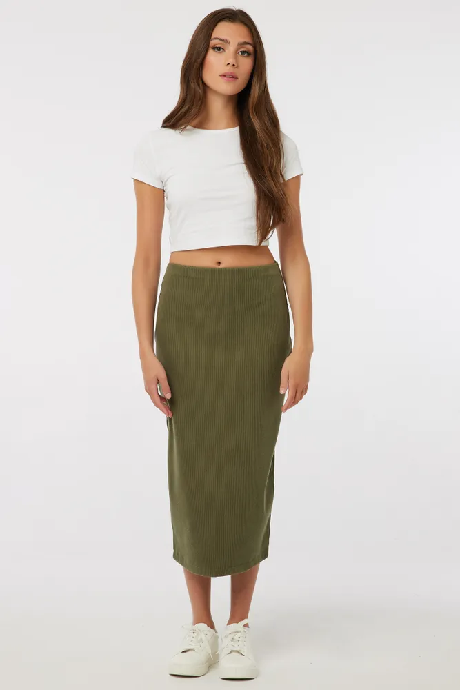 Khaki knit online pencil skirt