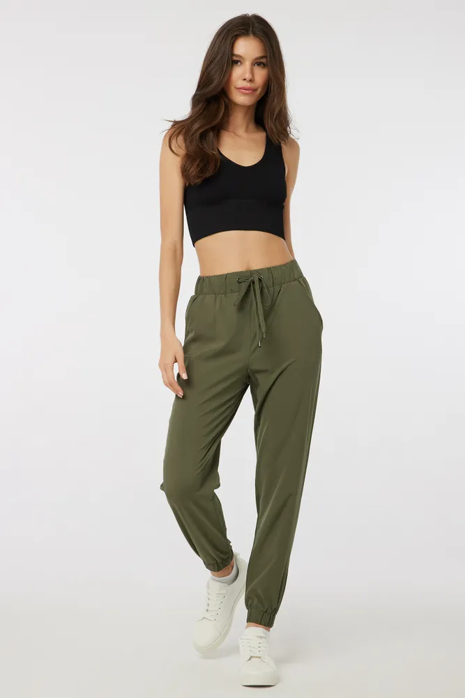Ardene Smooth Stretch Joggers in Khaki Size XS Polyester Spandex