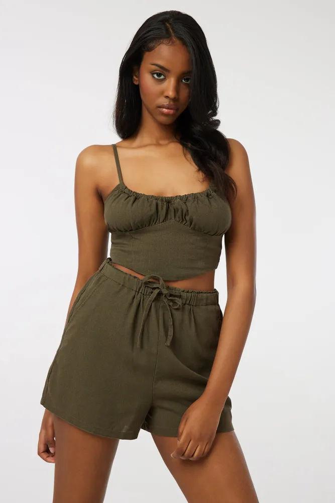 High waisted shorts paper bag discount