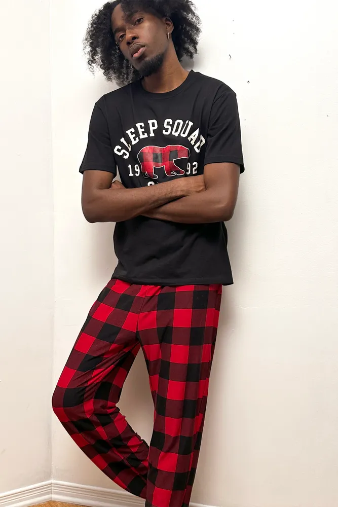 Ardene Man Super Soft Family PJ Set for Men in Black Size XS