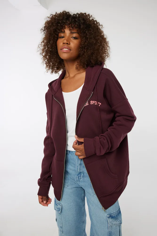 Polyester zip up store hoodie