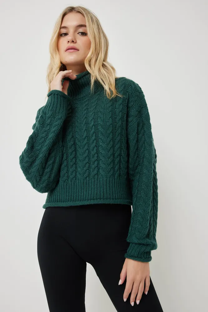 Hunter green discount cable knit sweater