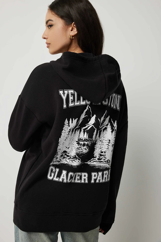 Oversized graphic zip up hoodie new arrivals