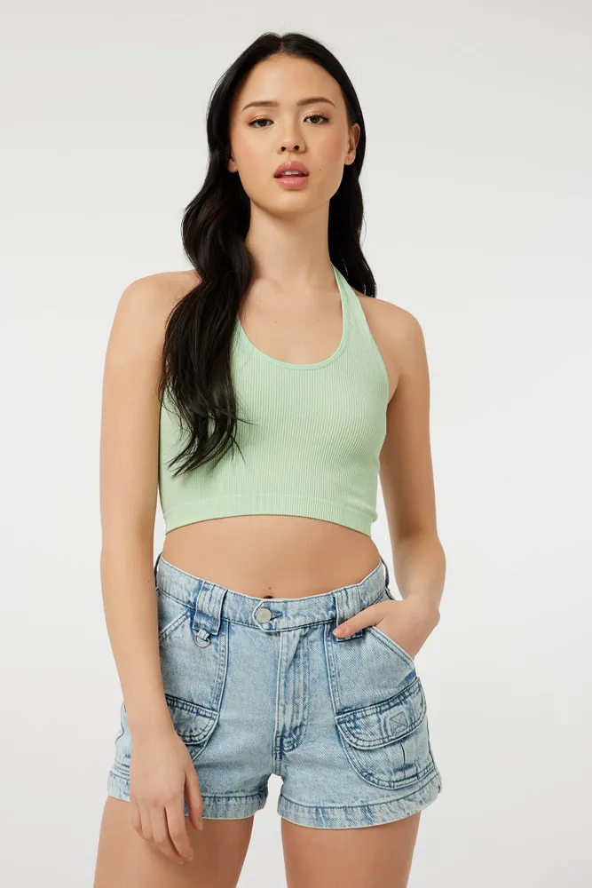 Mint green discount denim shorts