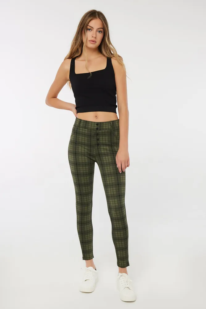 Plaid top skinny leggings