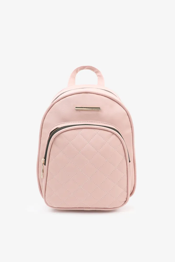 Pink faux leather backpack sales